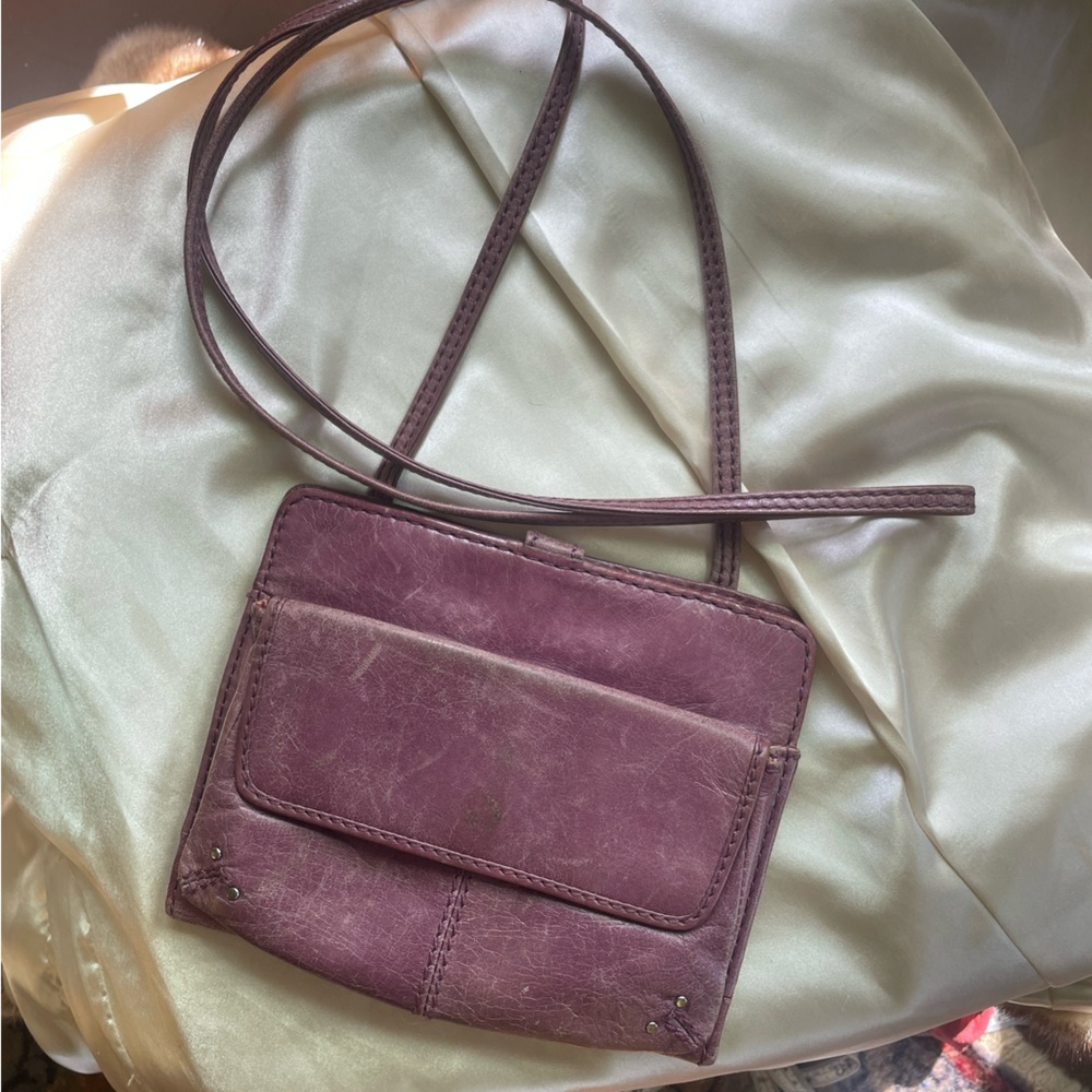 Hobo International Distressed Purple Crossbody Wallet - Picture 2 of 8
